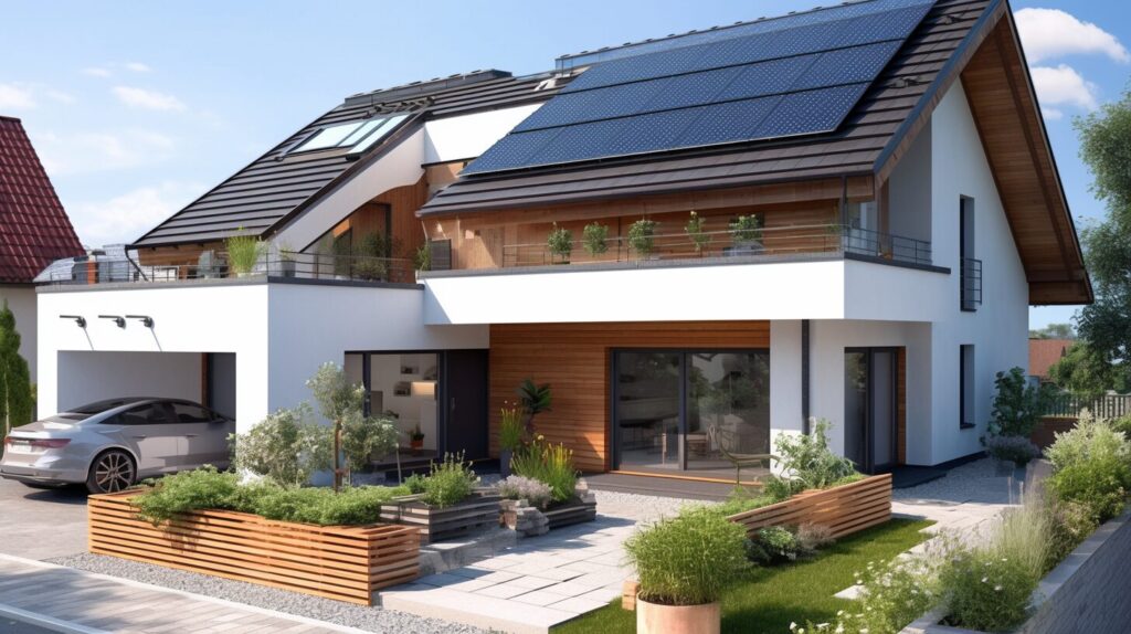太陽光パネルを設置した一戸建ての家02
