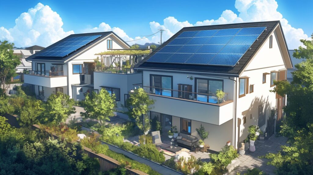 太陽光パネルを設置した一戸建ての家03