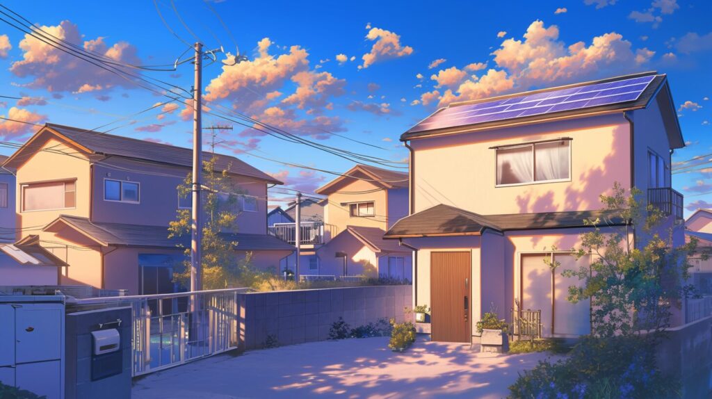 太陽光パネルを設置した一戸建ての家04