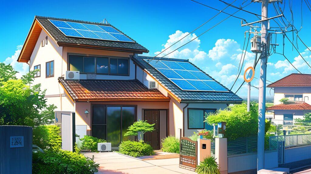 太陽光パネルを設置した一戸建ての家05
