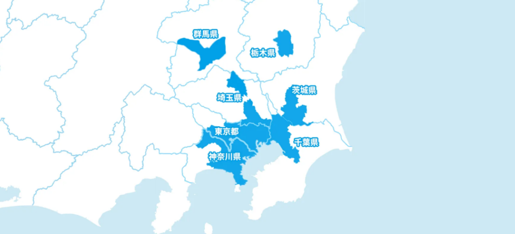 東京ガスの給湯器交換対応エリアの地図