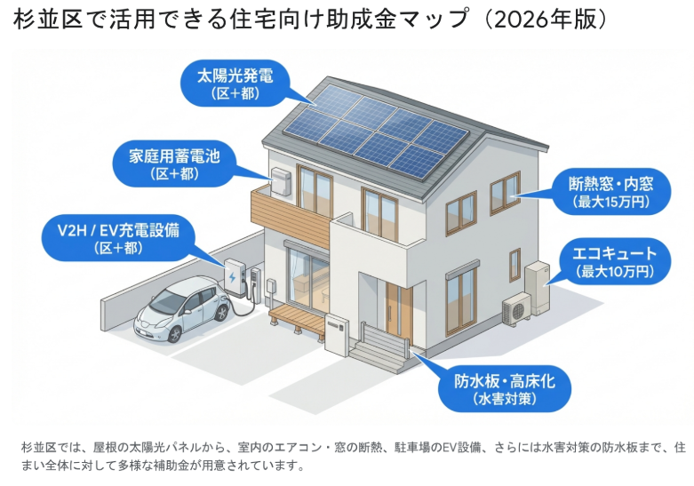 杉並区で活用できる住宅向け助成金マップ2026年版