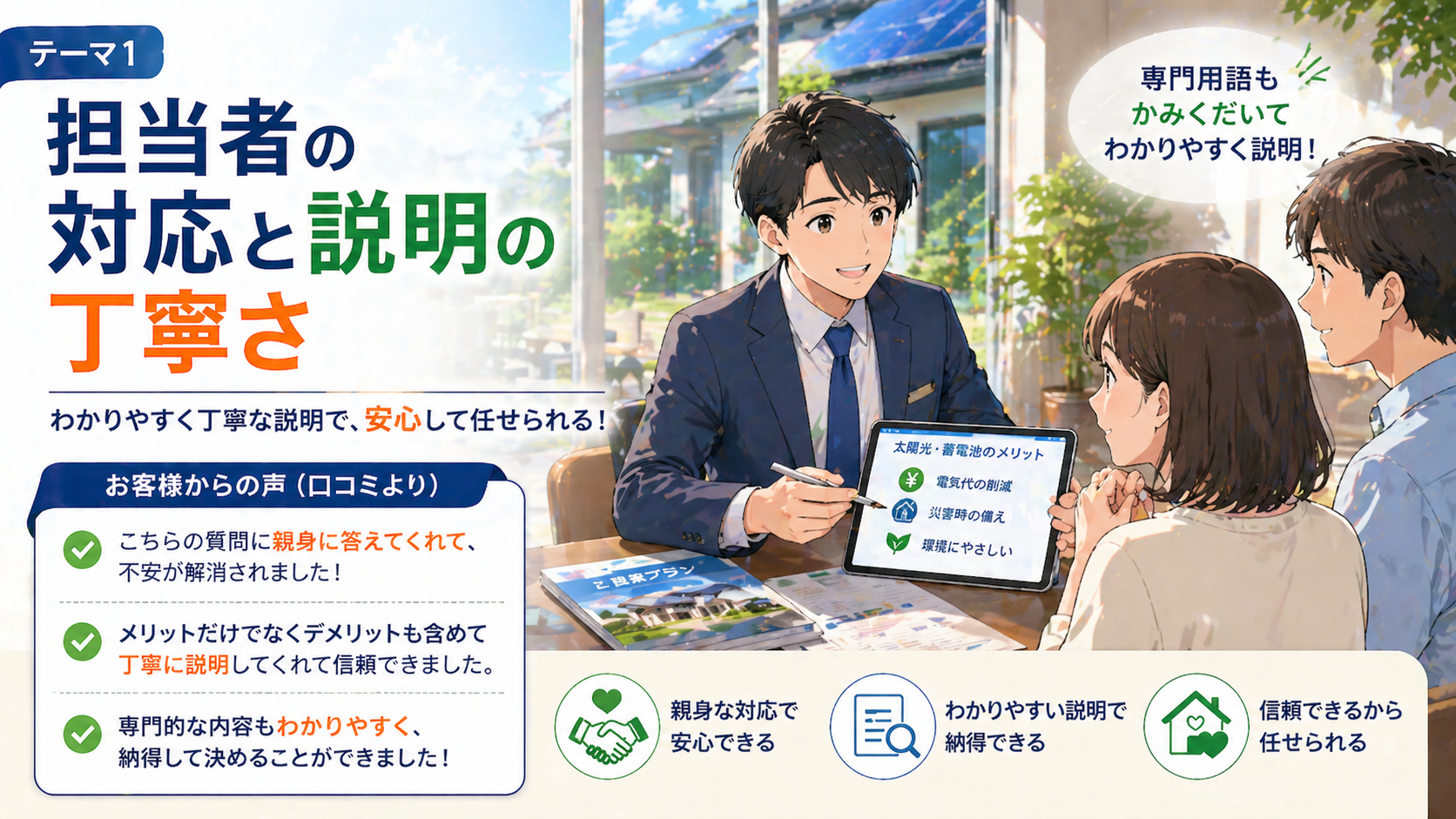 ECODAの担当者による丁寧な対応とわかりやすい説明で安心して相談できる様子を表した画像