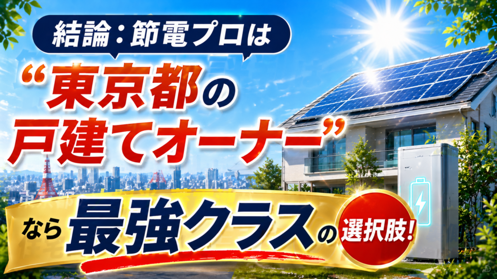 節電プロが東京都の戸建てオーナーにとって太陽光発電と蓄電池の最強クラスの選択肢であることを示したアイキャッチ画像