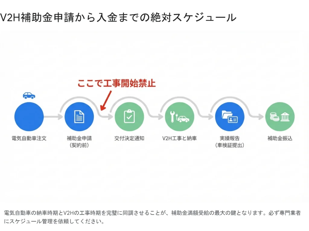 V2H補助金申請から入金までのタイムスケジュール