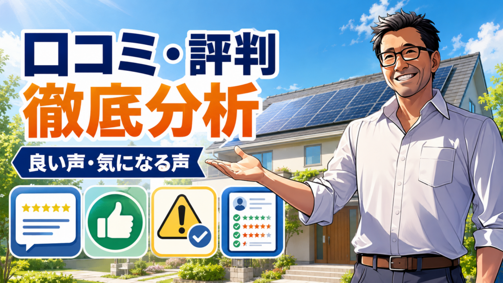 中部電力ミライズの太陽光発電とカテエネリースの口コミ・評判を、松本さんが良い声と気になる声の両面から徹底分析している画像