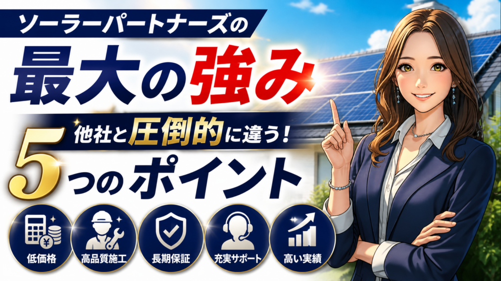 ソーラーパートナーズの最大の強みを他社との違い5つのポイントで森川さんが解説する太陽光発電記事用画像