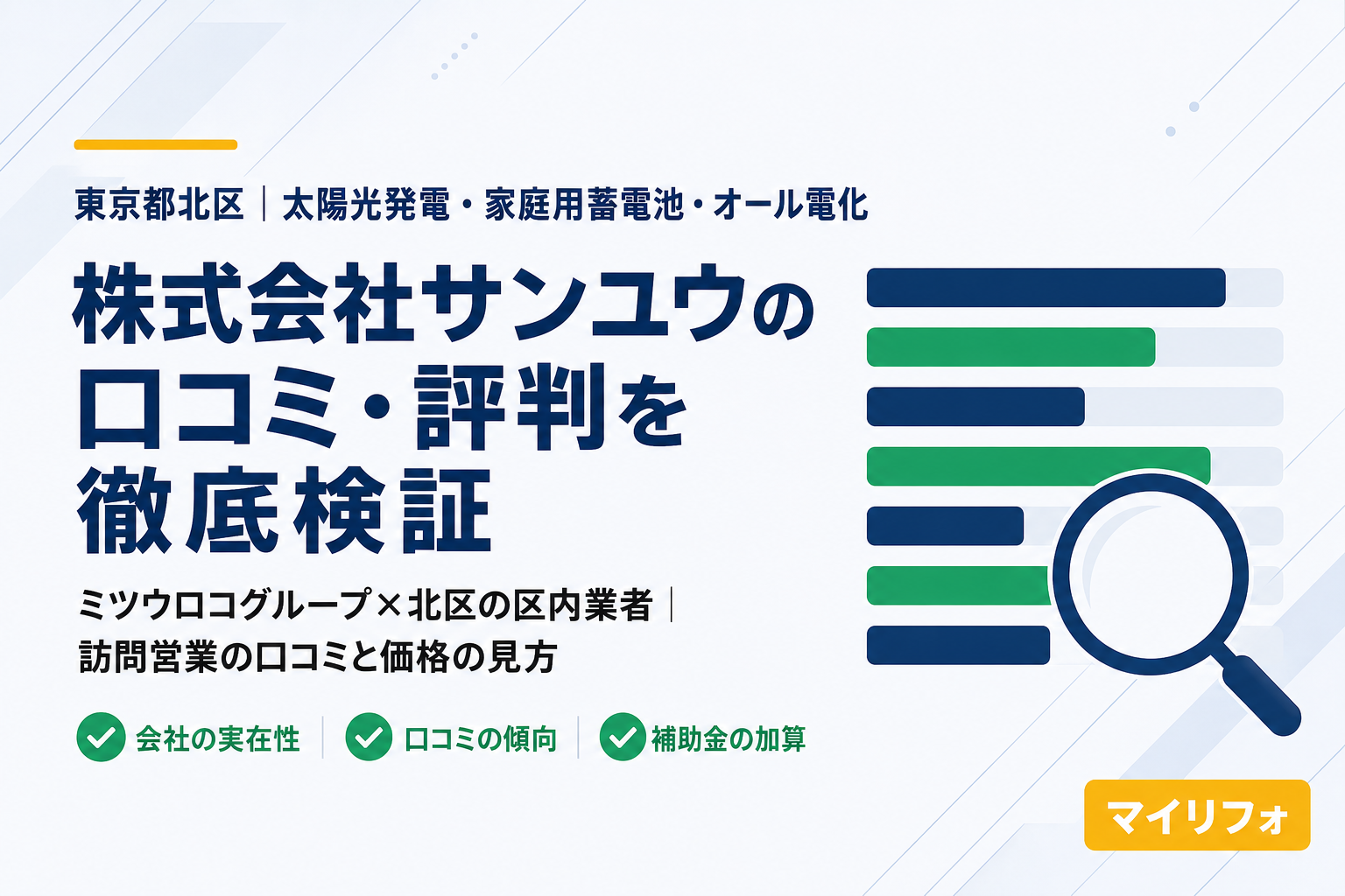 株式会社サンユウ（北区・ミツウロコグループ）の口コミ・評判は？マイリフォ参考評価3.9【2026年最新】太陽光・蓄電池