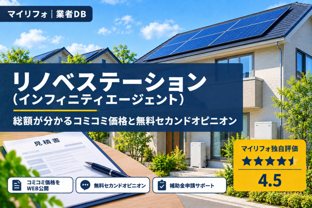 リノベステーション（インフィニティエージェント）の口コミ・評判｜コミコミ価格の公開と無料セカンドオピニオンの太陽光・蓄電池｜マイリフォ独自評価4.5