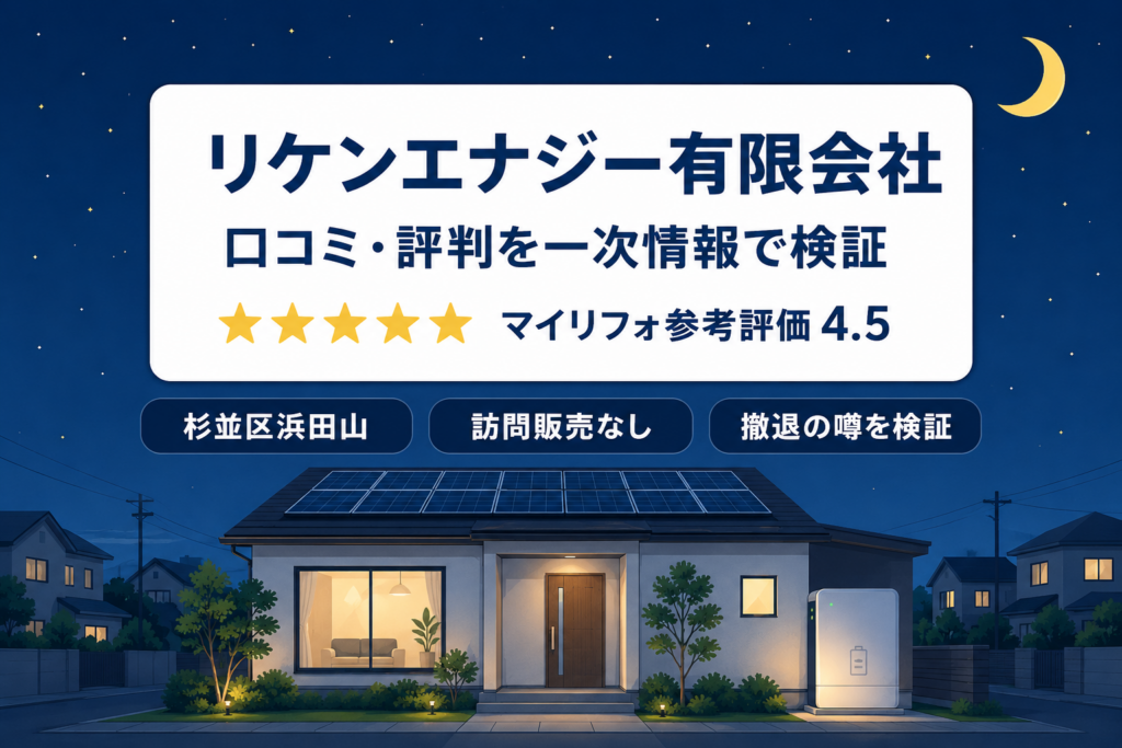 リケンエナジー有限会社（杉並区浜田山）の口コミ・評判をマイリフォが一次情報で検証｜参考評価4.5