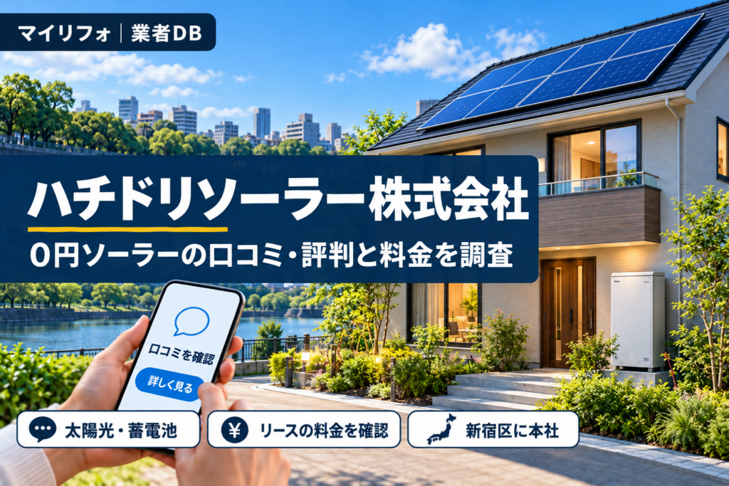 ハチドリソーラー株式会社（新宿区）の太陽光・蓄電池｜0円ソーラーの口コミ・評判と料金・補助金を調査｜マイリフォ業者DB