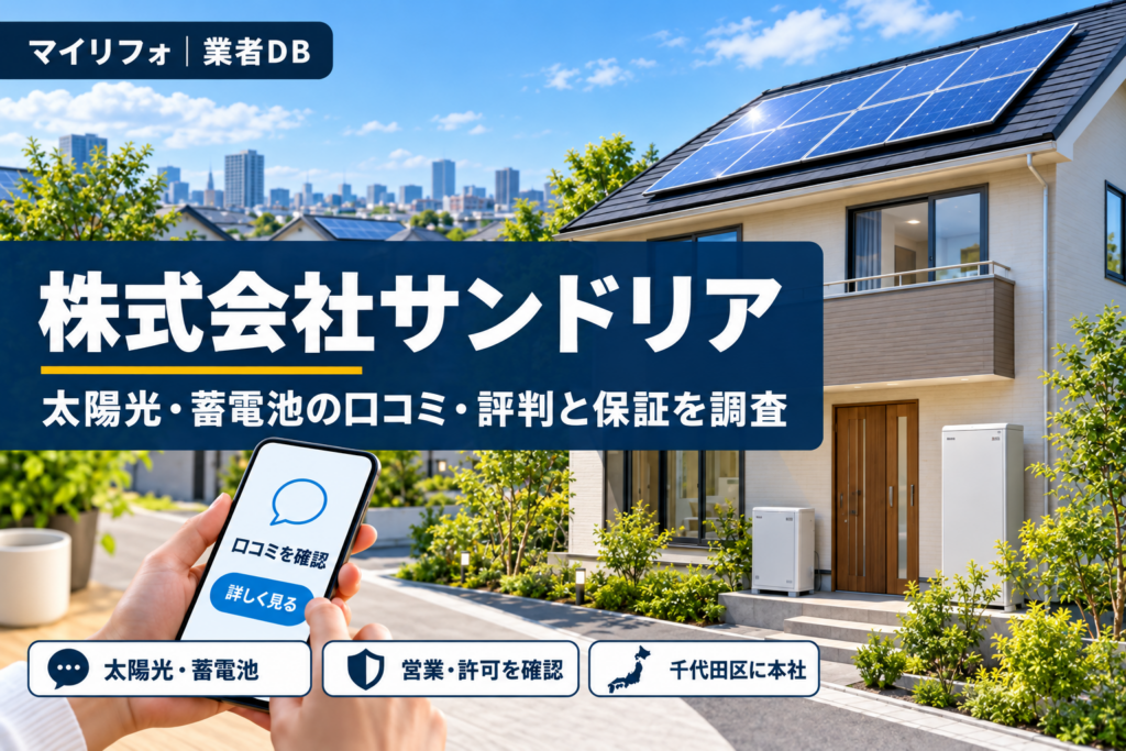 株式会社サンドリア（千代田区）の太陽光・蓄電池｜口コミ・評判と営業電話・許可・保証を調査｜マイリフォ業者DB
